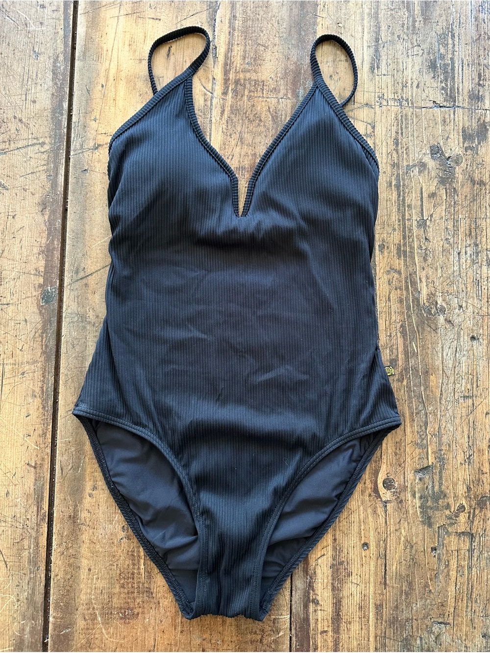 NWT La Vie En Rose Black Ribbed One-Piece Swimsuit XS